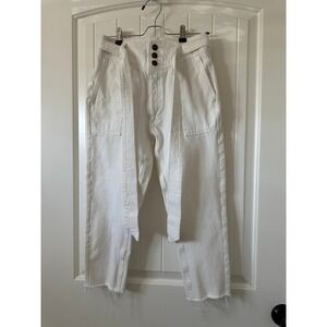 Abercrombie & Fitch The Mom‎ Belted White Jeans Size 25